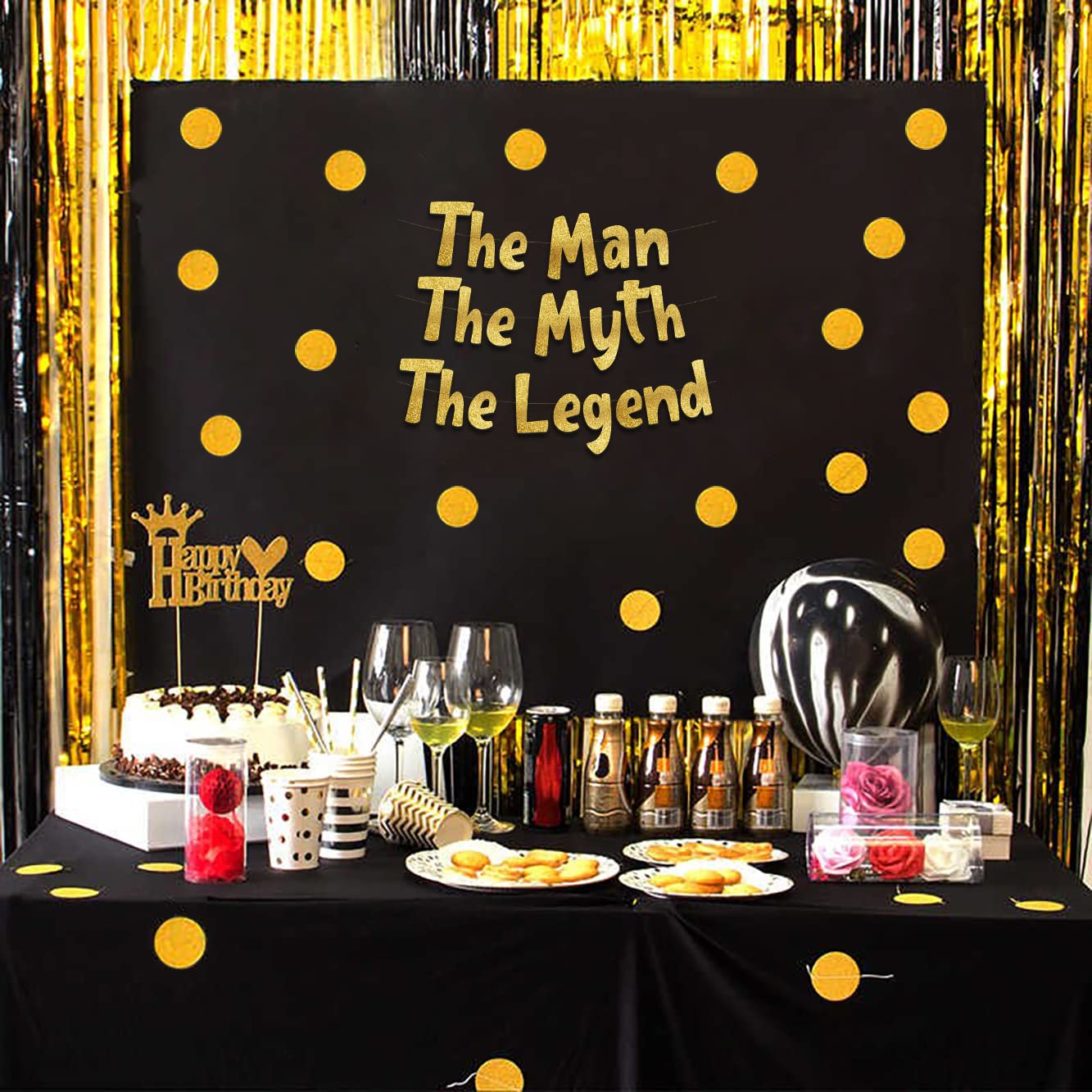 The Man The Myth The Legend Gold Glitter Banner | Sterling James Co. Men's Birthday & Milestone Decor