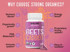 Strong Organics Beet & Carrot Capsules – Nitric Oxide Booster | USA Grown, 120 Vegan Caps