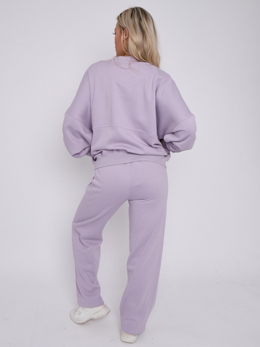 Oversized Bomber Style Fleece Zipper Co-ord