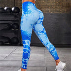 Stylish Women's Seamless Leggings, High Waist Tie Dye Printed, Hip Lifting for Fitness & Running