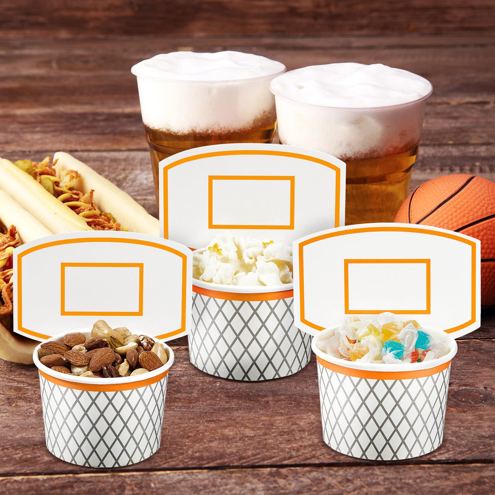 Suclain 24-Pack Basketball Hoop Snack Cups – 8 oz Paper Party Cups