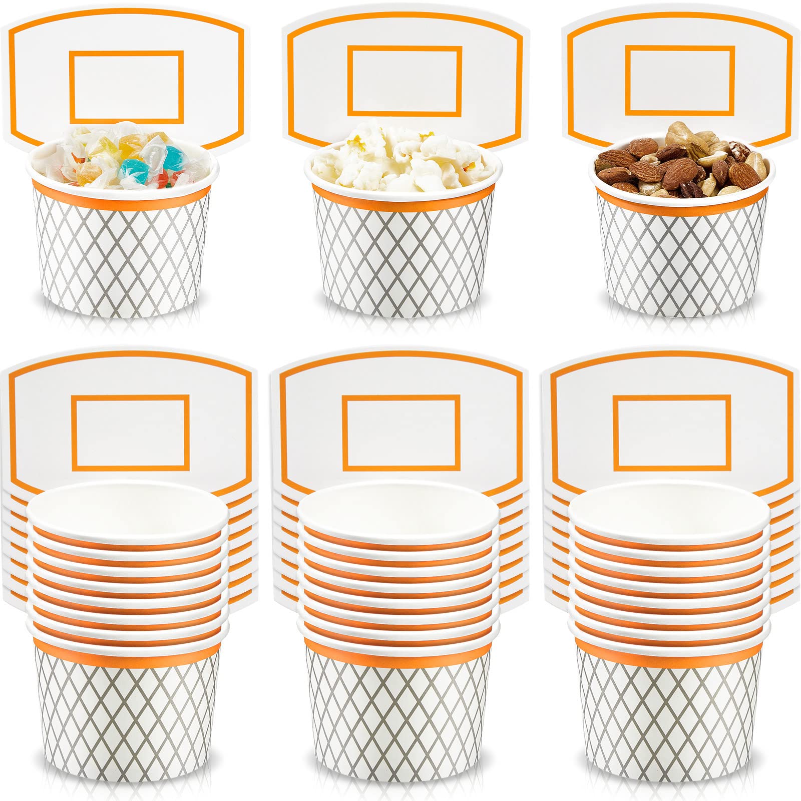Suclain 24-Pack Basketball Hoop Snack Cups – 8 oz Paper Party Cups