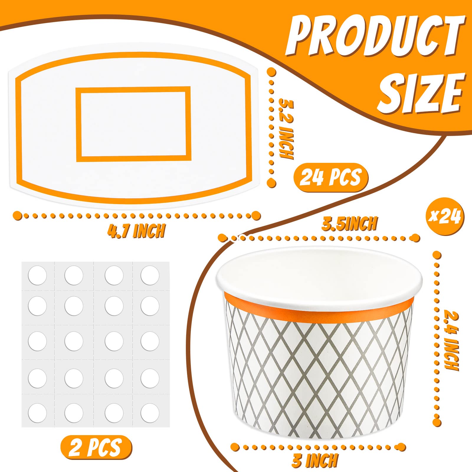 Suclain 24-Pack Basketball Hoop Snack Cups – 8 oz Paper Party Cups
