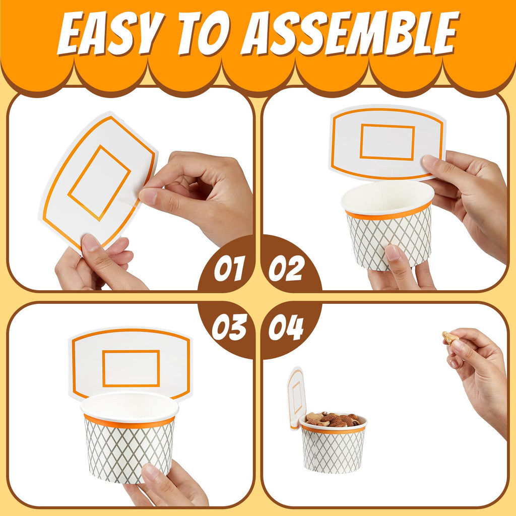 Suclain 24-Pack Basketball Hoop Snack Cups – 8 oz Paper Party Cups