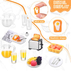 Suilung 44-Piece Dollhouse Breakfast Set – 1:12 Scale Mini Toast Machine, Juices, Eggs, Plates & Cutlery