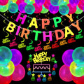 Sumind Glow Neon Party Supplies Set – UV Reactive Banner, Balloons & Toppers