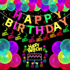 Sumind Glow Neon Party Supplies Set – UV Reactive Banner, Balloons & Toppers
