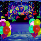 Sumind Glow Neon Party Supplies Set – UV Reactive Banner, Balloons & Toppers