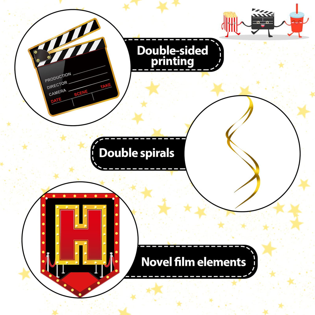 Sumind 45-Piece Movie Night Decorations Kit – Now Showing Banner & Hanging Swirls for Parties