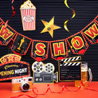 Sumind 45-Piece Movie Night Decorations Kit – Now Showing Banner & Hanging Swirls for Parties
