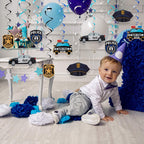 Sumind 12 Pieces Police Party Decorations: Hanging Swirls & Jointed Banners for Themed Birthday or Graduation Parties
