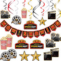 Sumind 45-Piece Movie Night Decorations Kit – Now Showing Banner & Hanging Swirls for Parties