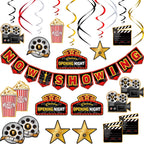 Sumind 45-Piece Movie Night Decorations Kit – Now Showing Banner & Hanging Swirls for Parties