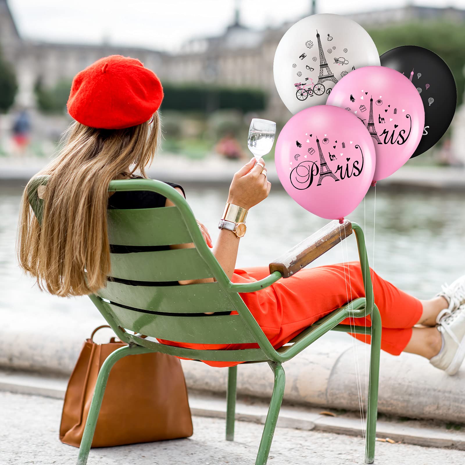 Sumind 36 Pieces Paris Balloons 12 Inch – Day in Paris Eiffel Tower Latex Party Decor