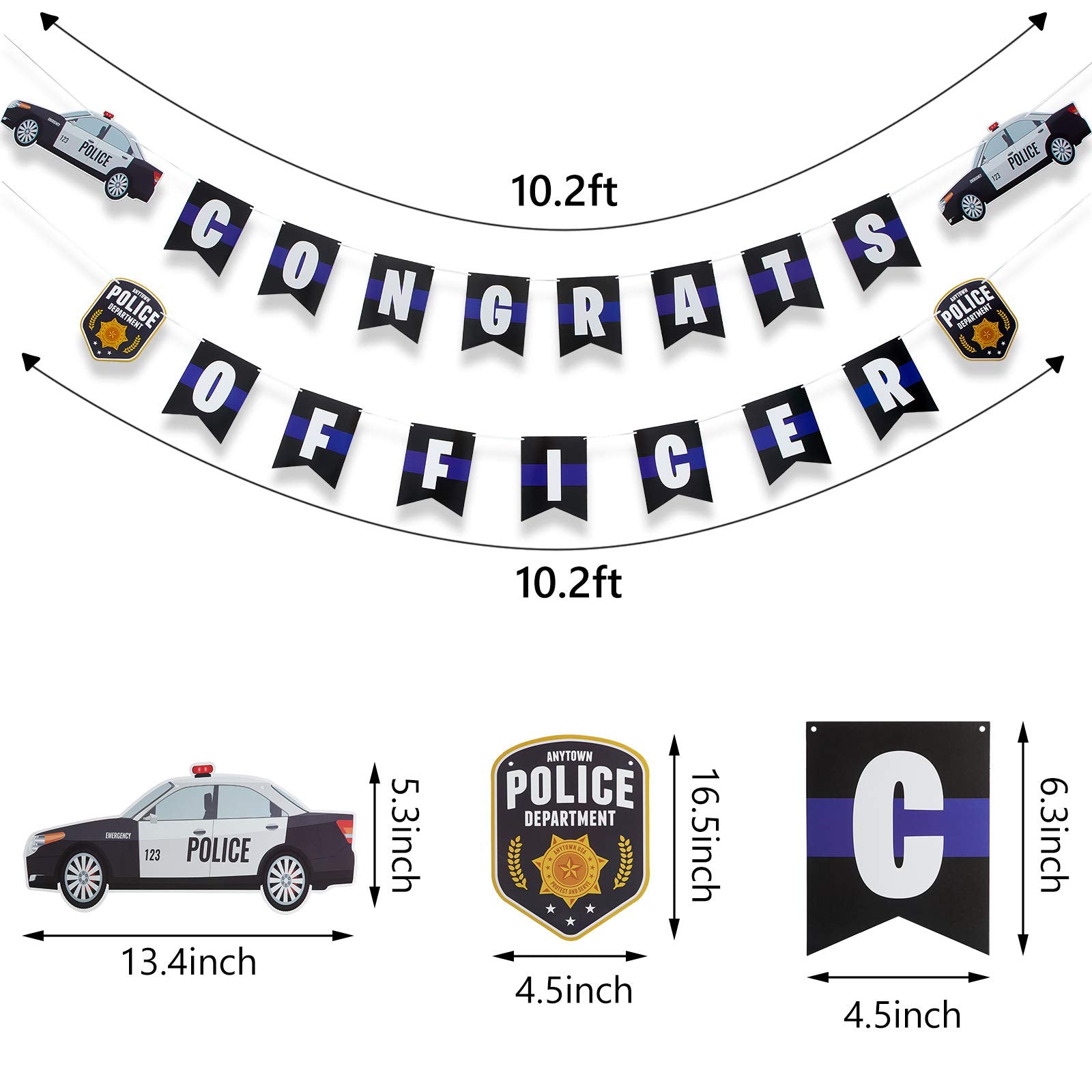 Sumind 12 Pieces Police Party Decorations: Hanging Swirls & Jointed Banners for Themed Birthday or Graduation Parties