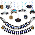Sumind 12 Pieces Police Party Decorations: Hanging Swirls & Jointed Banners for Themed Birthday or Graduation Parties