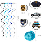 Sumind 12 Pieces Police Party Decorations: Hanging Swirls & Jointed Banners for Themed Birthday or Graduation Parties