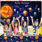 Sumind 3 Pieces Space Tablecloth Decorations – 54 x 108 Inches – Planet Design for Kids Space Theme Parties