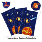 Sumind 3 Pieces Space Tablecloth Decorations – 54 x 108 Inches – Planet Design for Kids Space Theme Parties