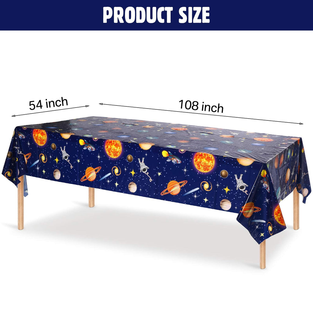 Sumind 3 Pieces Space Tablecloth Decorations – 54 x 108 Inches – Planet Design for Kids Space Theme Parties