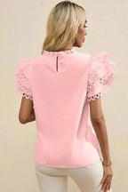 Mint Green Layered Cap Sleeve Frilled Neck Blouse Women UK