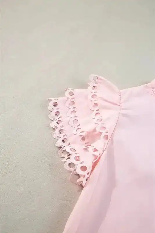 Mint Green Layered Cap Sleeve Frilled Neck Blouse Women UK