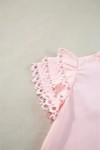 Mint Green Layered Cap Sleeve Frilled Neck Blouse Women UK