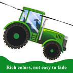 SUNBEAUTY Green Tractor Birthday Banner Set – Farm Party Garland, Pre-Strung