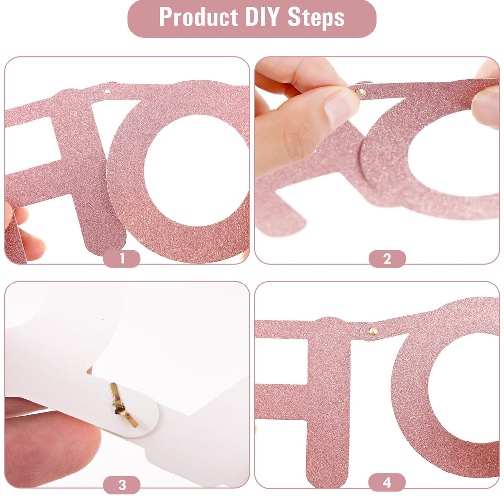 SUNBEAUTY 127 Pcs Rosegold Glitter DIY Banner – Customizable Letters & Symbols for Parties