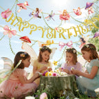 SUNBEAUTY Fairy Birthday Banner – Floral Garden Party Decor for Girls & Baby Showers