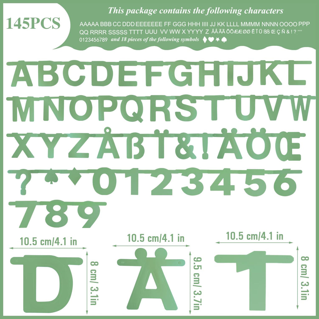 SUNBEAUTY 146 Pcs Sage Green DIY Banner Letters — Customizable Kit for Parties