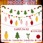 SUNBEAUTY Felt Christmas Garland – Red & Green Pom Poms, Double-Layer Wool Felt Decor Banner