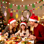 SUNBEAUTY Felt Christmas Garland – Red & Green Pom Poms, Double-Layer Wool Felt Decor Banner