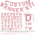 SUNBEAUTY 127 Pcs Rosegold Glitter DIY Banner – Customizable Letters & Symbols for Parties