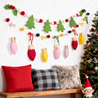 SUNBEAUTY Felt Christmas Garland – Red & Green Pom Poms, Double-Layer Wool Felt Decor Banner