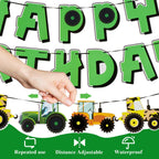 SUNBEAUTY Green Tractor Birthday Banner Set – Farm Party Garland, Pre-Strung