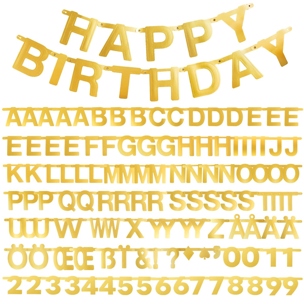 SUNBEAUTY Gold 146-Piece DIY Letter Banner Kit | Customizable Party Decor