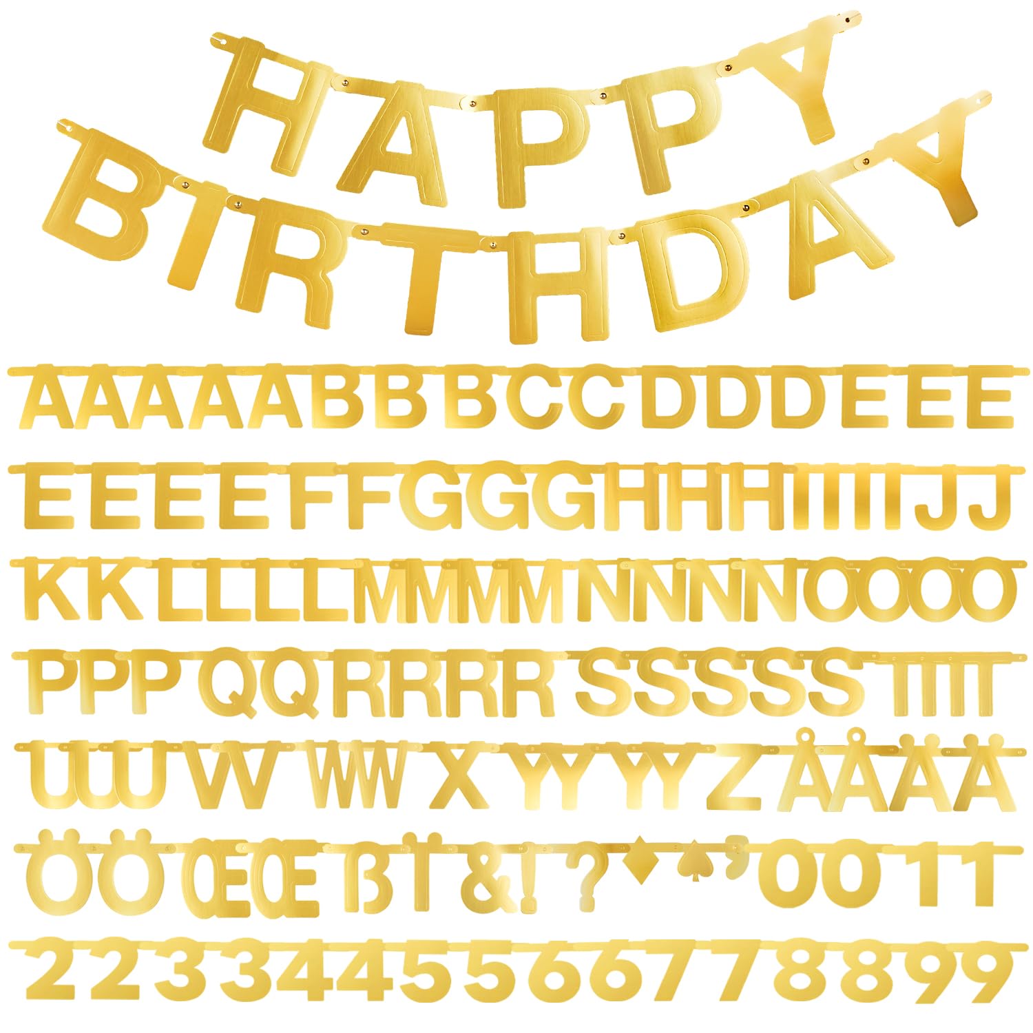 SUNBEAUTY Gold 146-Piece DIY Letter Banner Kit | Customizable Party Decor