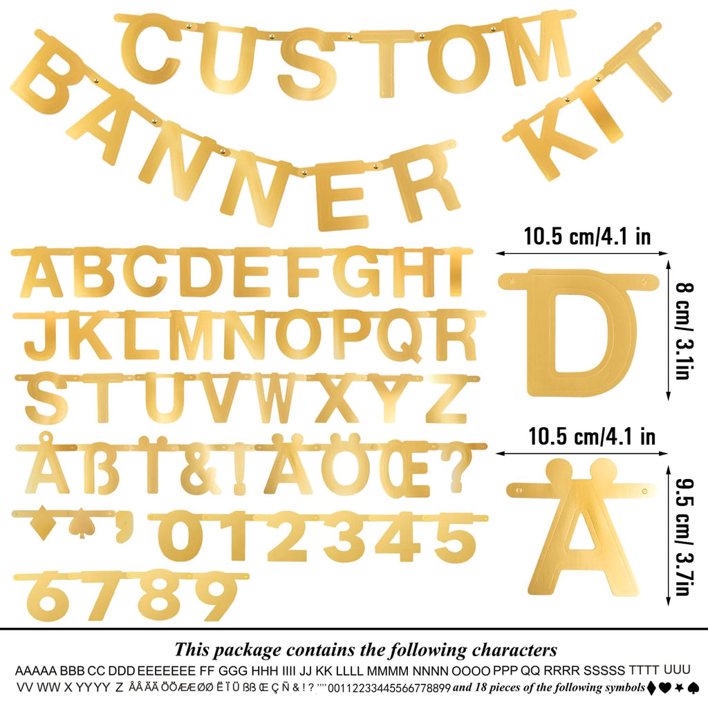 SUNBEAUTY Gold 146-Piece DIY Letter Banner Kit | Customizable Party Decor