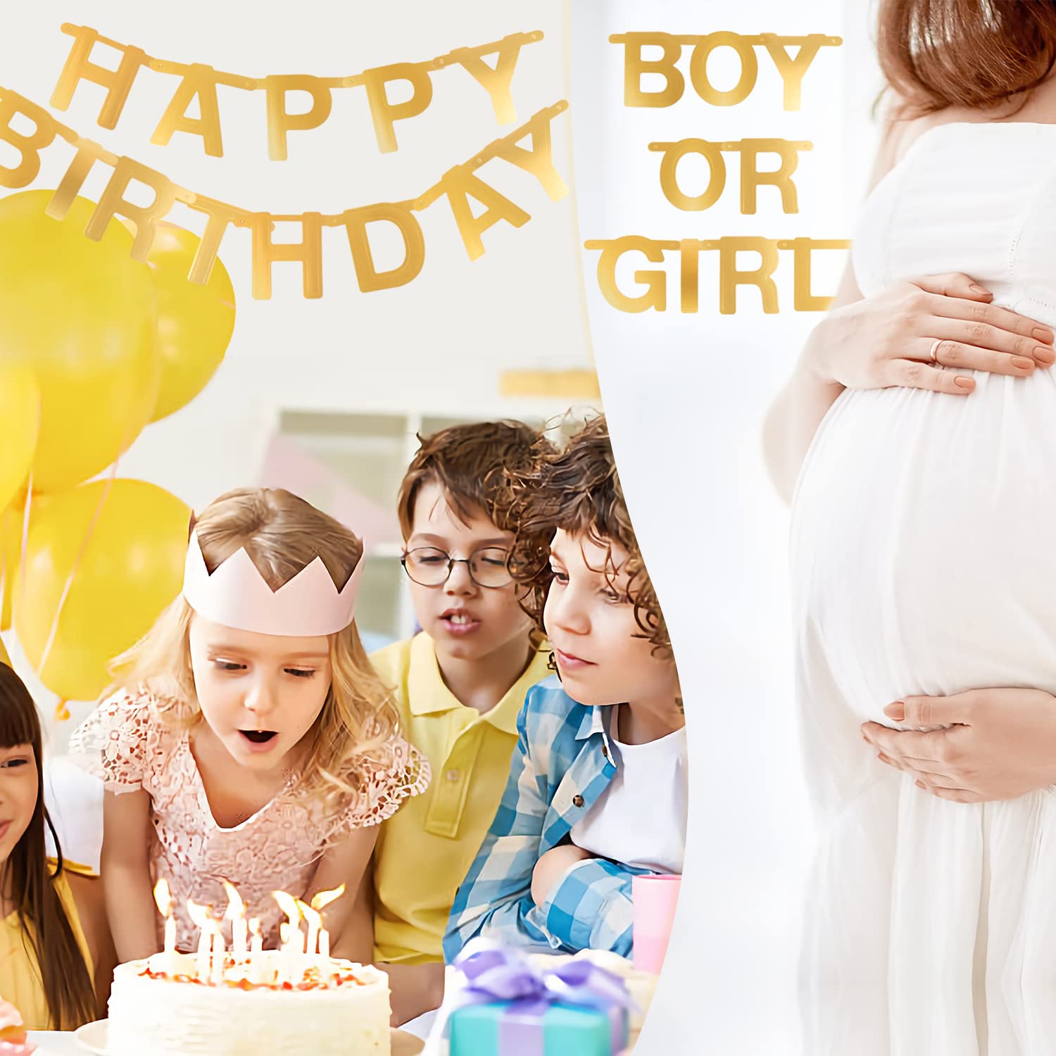 SUNBEAUTY Gold 146-Piece DIY Letter Banner Kit | Customizable Party Decor