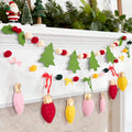 SUNBEAUTY Felt Christmas Garland – Red & Green Pom Poms, Double-Layer Wool Felt Decor Banner