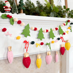 SUNBEAUTY Felt Christmas Garland – Red & Green Pom Poms, Double-Layer Wool Felt Decor Banner