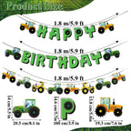 SUNBEAUTY Green Tractor Birthday Banner Set – Farm Party Garland, Pre-Strung