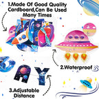SUNBEAUTY Universe Outer Space Birthday Banner – Galaxy Happy Birthday Decor, Pre-Strung