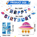 SUNBEAUTY Universe Outer Space Birthday Banner – Galaxy Happy Birthday Decor, Pre-Strung