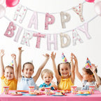 Suncalla Pre-strung Happy Birthday Banner – Reusable Felt Garland, 78.74" Long, Floral Pastel