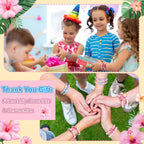 Suncalla 15-Piece Hawaiian Bohemia Hair Ties & Frangipani Bracelets – Pink & Blue Party Favors