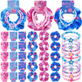 Suncalla 15-Piece Hawaiian Bohemia Hair Ties & Frangipani Bracelets – Pink & Blue Party Favors