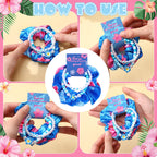 Suncalla 15-Piece Hawaiian Bohemia Hair Ties & Frangipani Bracelets – Pink & Blue Party Favors