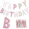 Suncalla Pre-strung Happy Birthday Banner – Reusable Felt Garland, 78.74" Long, Floral Pastel